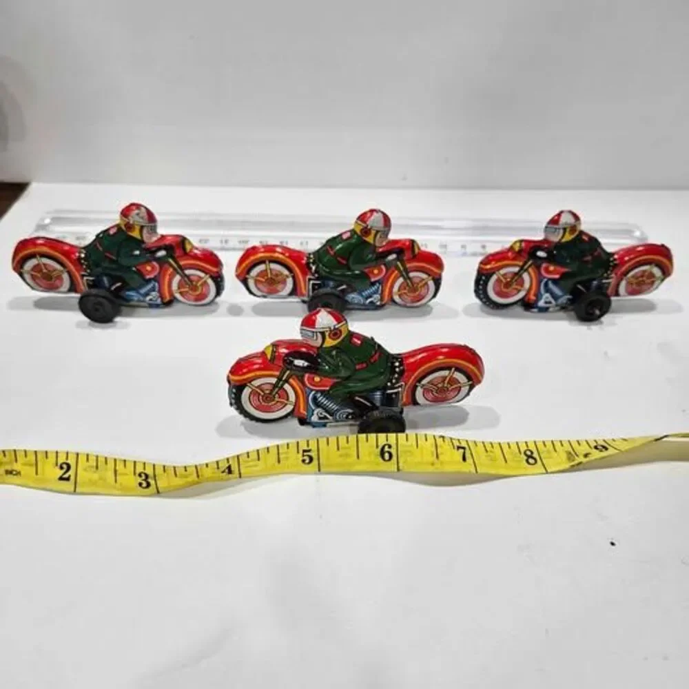 Vintage Tin litho Toy Motorcycles Set of 4 Made in Japan #18's